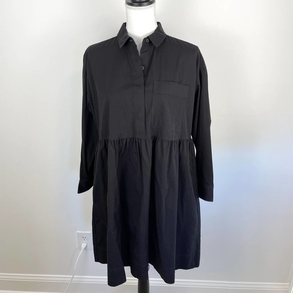 Everlane The Field Button Down Dress In Black Size XS New - Picture 4 of 14